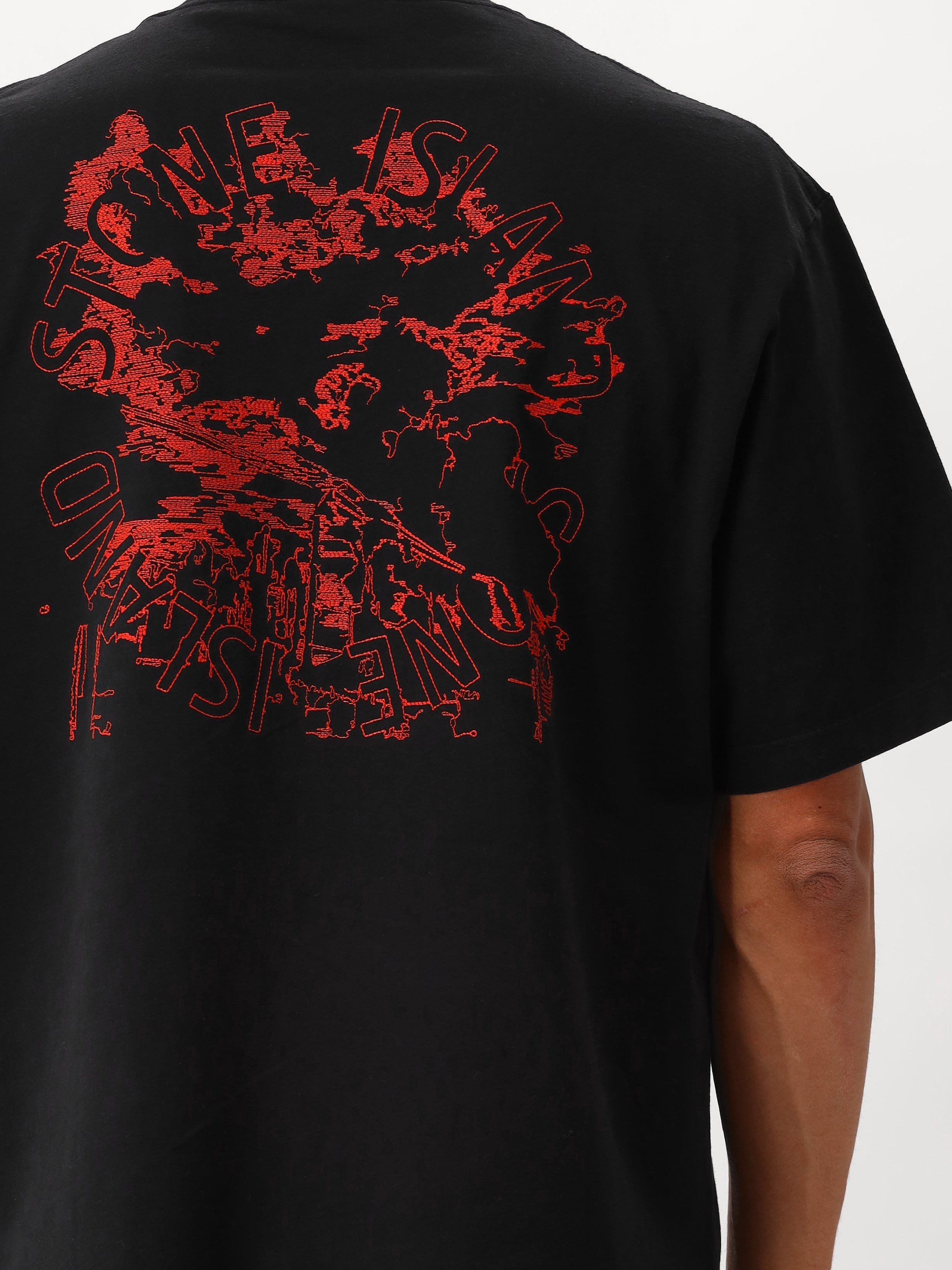 Stone Island T-shirt Backprint Zwart