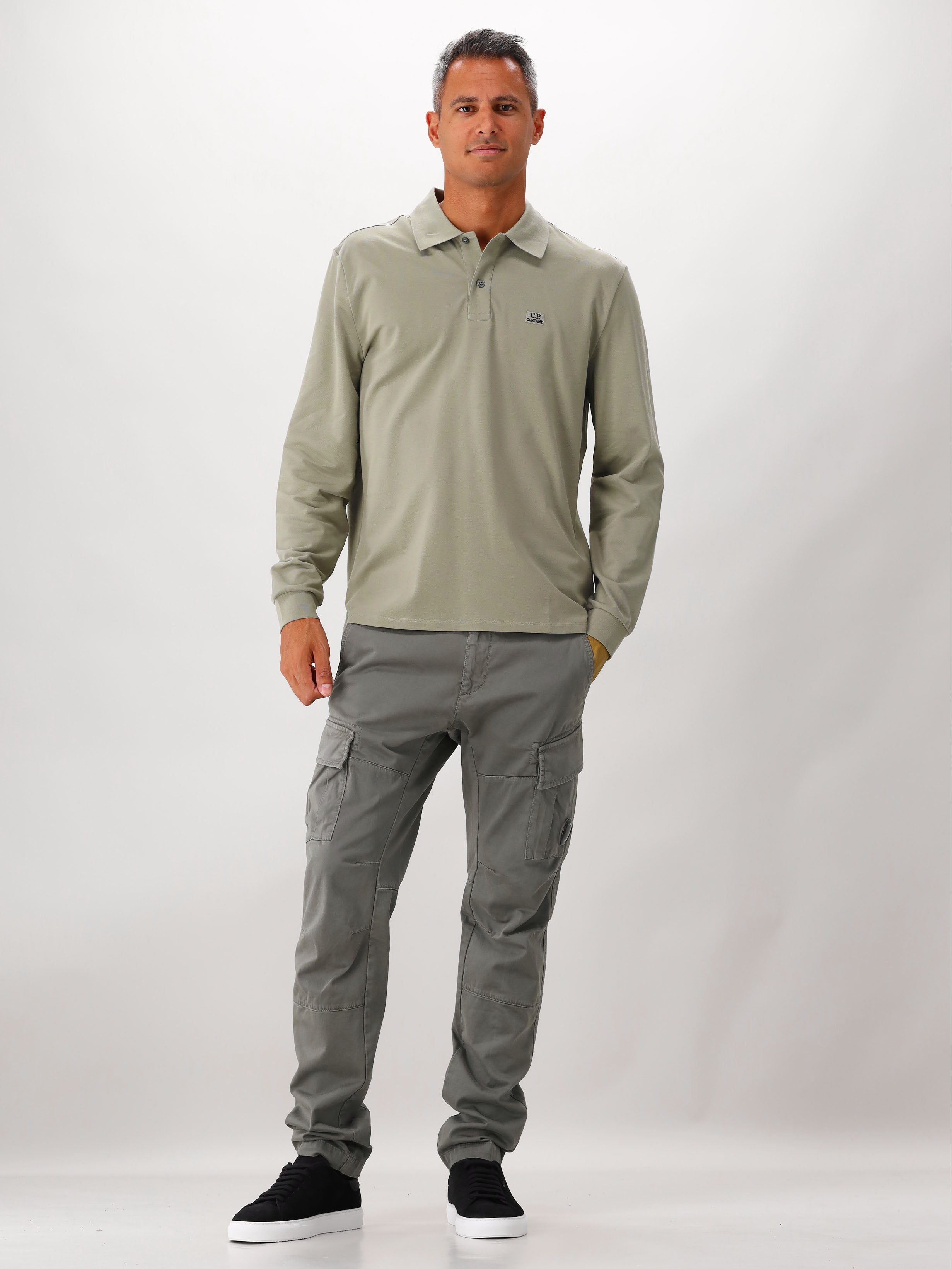 C.P. Company Longsleeve Polo Groen Stretch Piquet