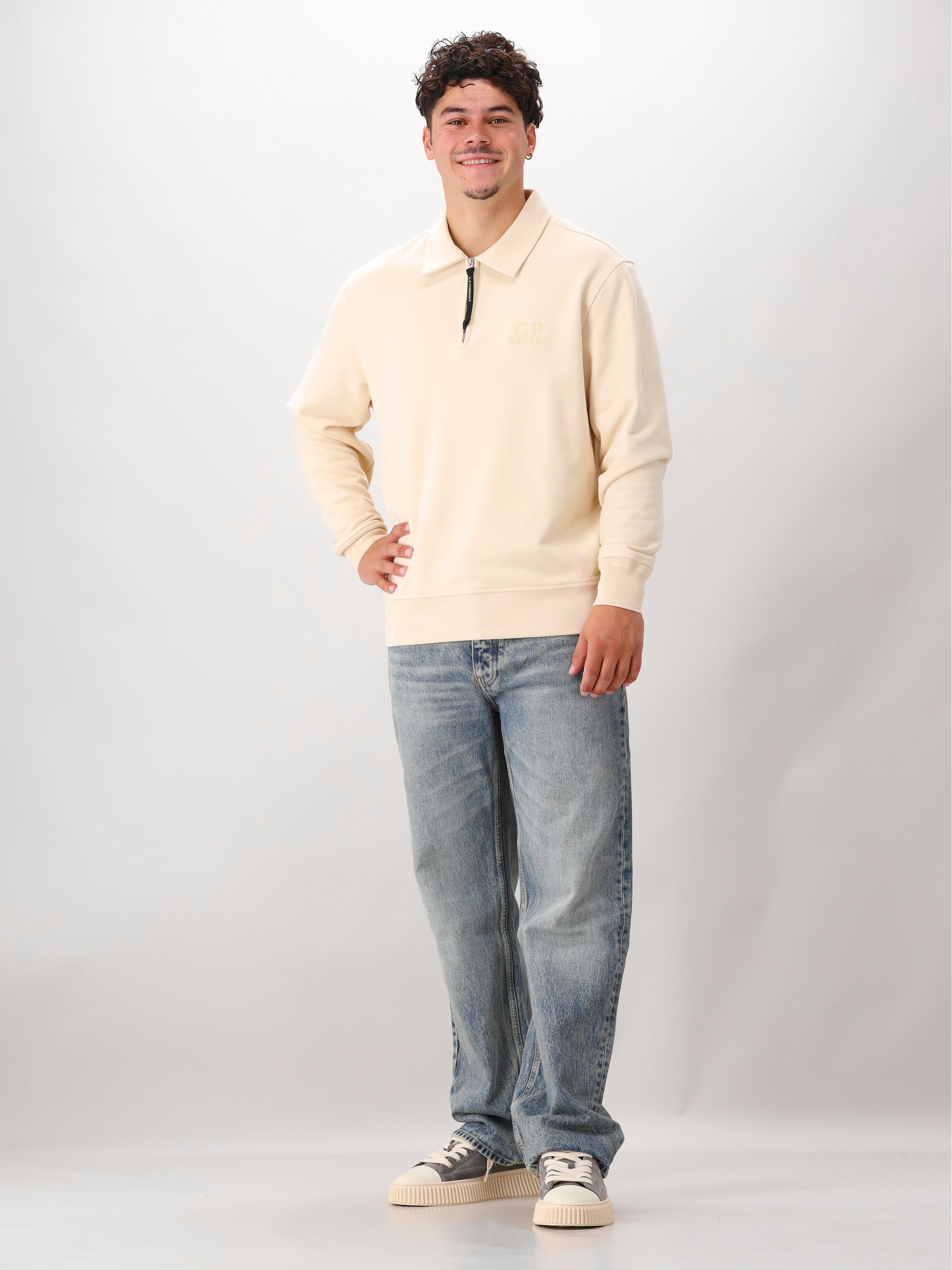 C.P. Company Sweater Beige Half Zip