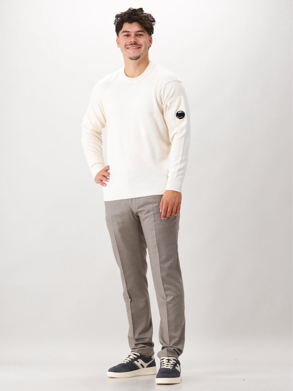Cp Company Gebreide Trui Wit Lambswool