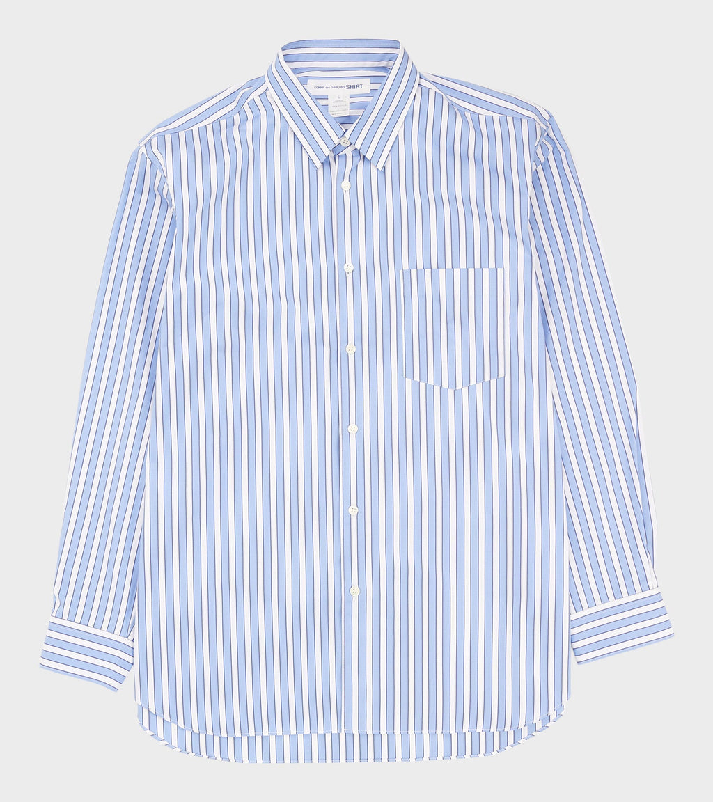 Mens Shirt Woven Blue/White