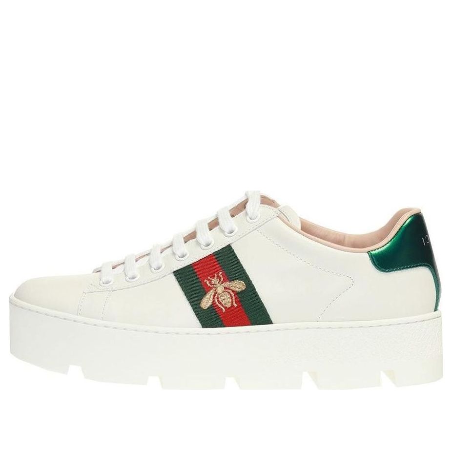 (WMNS) Gucci Ace Embroidered Platform 'White' 577573-DOPE0-9064