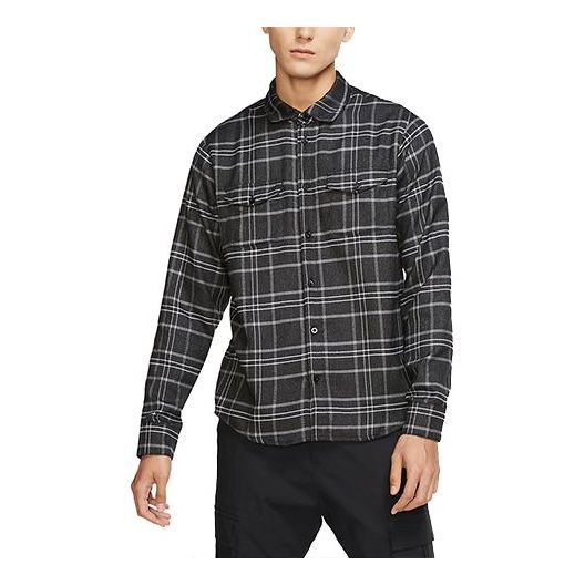 Nike SB Skateboard Plaid Skateboard Casual Shirt Jacket Black CK5316-010