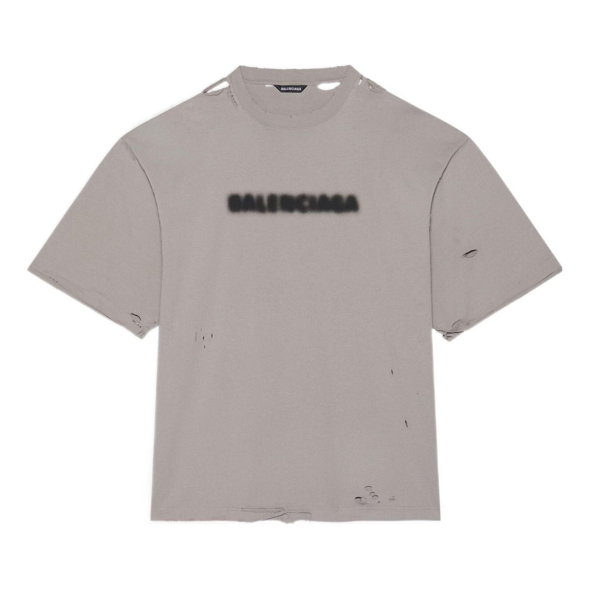 Balenciaga Solid Color Alphabet Printing Hole Round Neck Short Sleeve Unisex Gray 661715TKVD58174