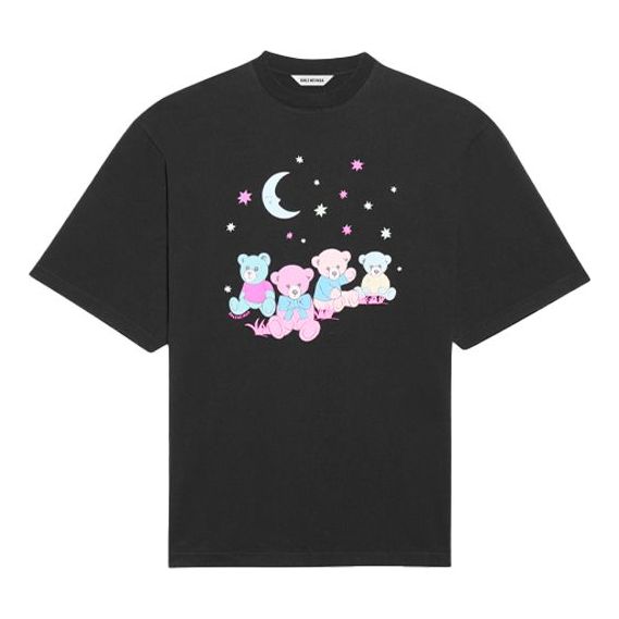 Balenciaga SS21 Love Bear Printing Tee Black 641532TJVI11000