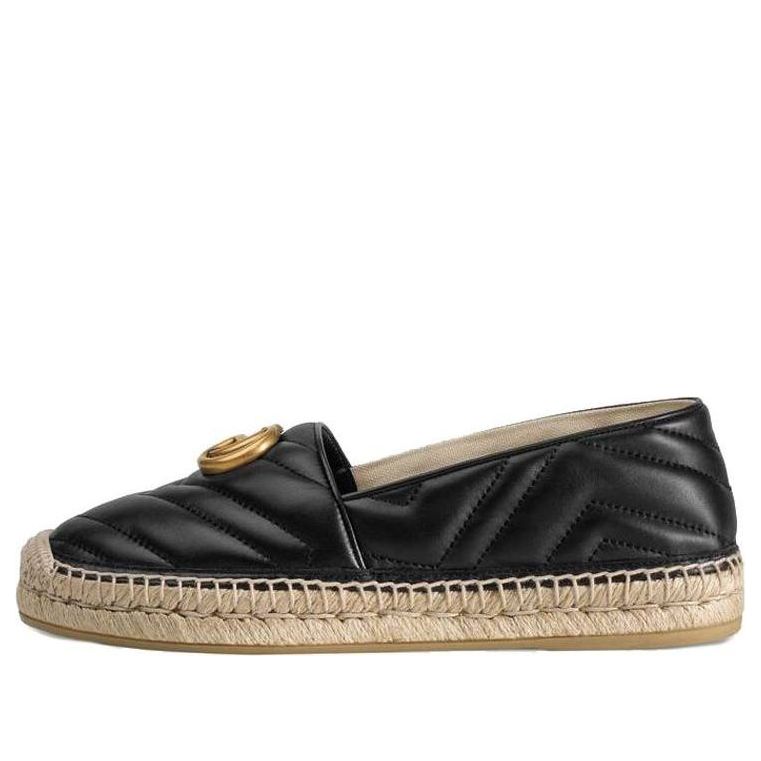 (WMNS) Gucci Double G Espadrille 'Black Leather' 551890-BKO00-1000