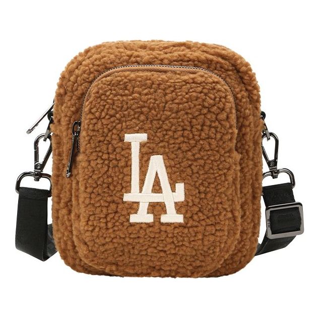 MLB LA Los Angeles Dodgers polar fleece Wool Messenger Bag Mini Brown 32BGDF011-07A