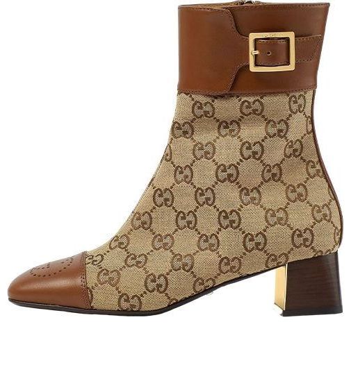 (WMNS) Gucci Ankle boots with GG monogram 'Brown Beige' 700023-21HH0-2582