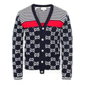 Gucci Classic Full Logo Stitching Wool Knitted Cardigan For Men Navy 523048-X9I07-4696
