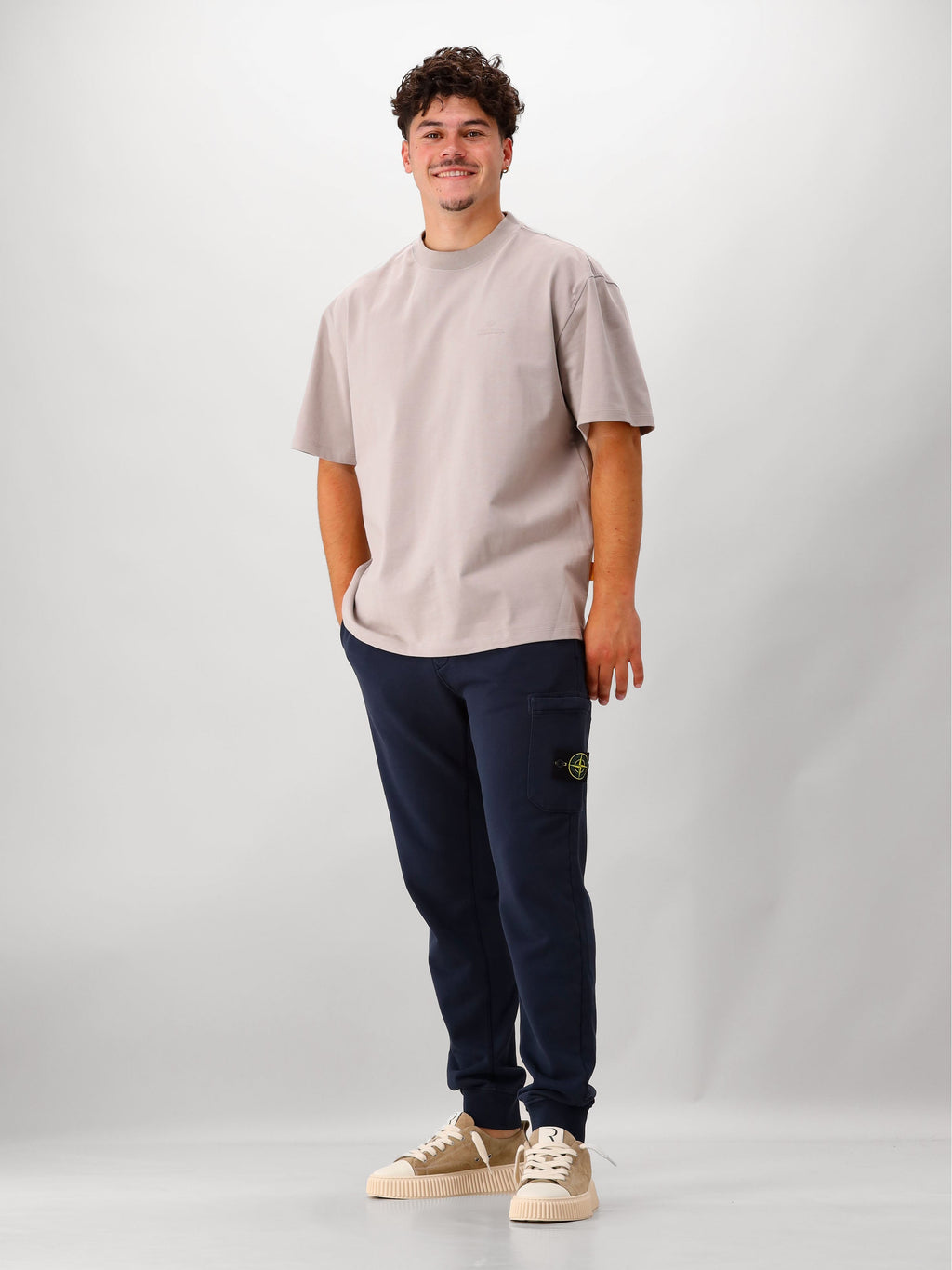 Stone Island Broek Blauw Felpa Pantalone