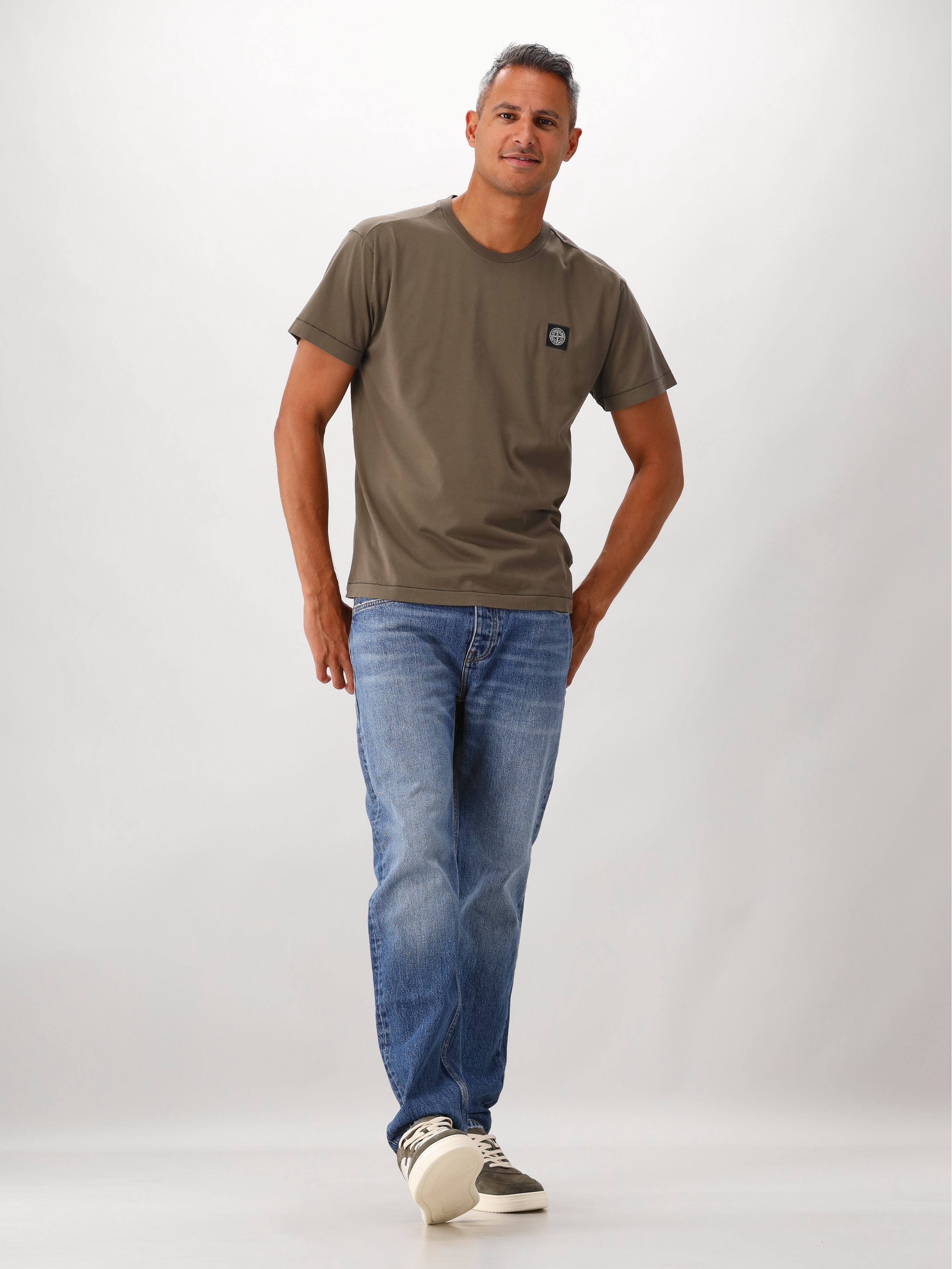 Stone Island T-shirt Groen Patch Logo