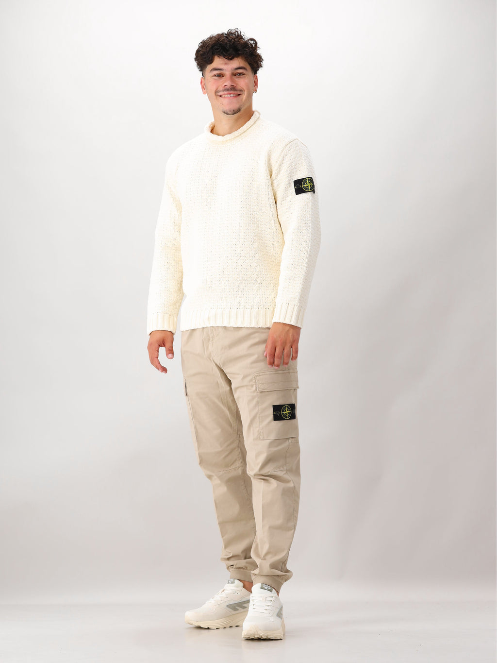 Stone Island Gebreide Trui Gebroken Wit